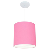Pendente Cilíndrico Md-4036 Cúpula em Tecido 30x31cm Rosa Bebê - Bivolt