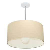 Pendente Cilíndrico Md-4207 Cúpula em Tecido 55x25cm Algodão Crú - Bivolt