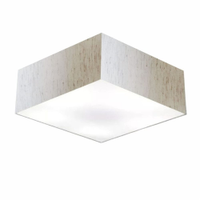 Plafon Quadrado Md-3051 Cúpula em Tecido 15/45x45cm Linho Bege - Bivolt