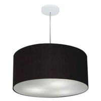 Pendente Cilíndrico Md-4219 Cúpula em Tecido 55x25cm Preto - Bivolt