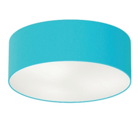 Plafon Cilíndrico Md-3006 Cúpula em Tecido 60x15cm Azul Turquesa - Bivolt