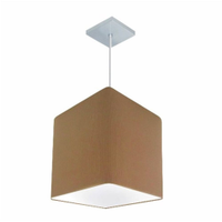 Pendente Quadrado Md-4051 Cúpula em Tecido 31/25x25cm Palha - Bivolt