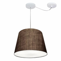Pendente Cone Com Desvio Md-4276 Cúpula Tecido 30/30x40cm Café - Bivolt