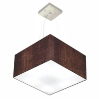 Pendente Quadrado Md-4197 Cúpula em Tecido 25-45x45cm Café - Bivolt