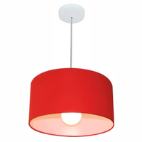 Pendente Cilíndrico Md-4146 Cúpula em Tecido 40x30cm Vermelho - Bivolt
