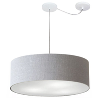 Pendente Cilíndrico Com Desvio Md-4259 Cúpula em Tecido 50x15cm Rústico Cinza - Bivolt