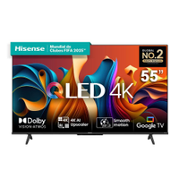 Smart TV 55" Hisense Ultra HD 4K QLED Q6N, Google TV com HDR10+, Dolby Atmos, Modo Esporte, Modo Jogo e Compatível com Alexa - 55A51HSV