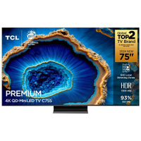 Smart TV 75" QLED 4K TCL Mini LED 75C755 com Processador AIPQ, Google TV, HDR10+, Wi-Fi Dual Band, Bluetooth Integrado, Google Assistente, Dolby Visio