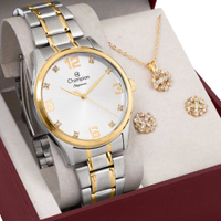 Kit Relógio Champion Feminino Elegance com Colar e Brincos CN25663N