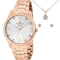 Kit Relógio Champion Feminino Elegance com Colar e Brincos CN25663E