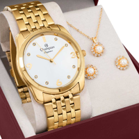 Kit Relógio Champion Feminino Elegance com Colar e Brincos CN25341W