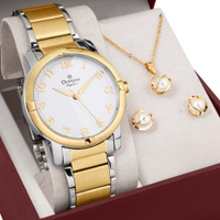 Kit Relógio Champion Feminino Elegance com Colar e Brincos CN24851C