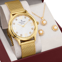 Kit Relógio Champion Feminino Elegance com Colar e Brincos CN24584W