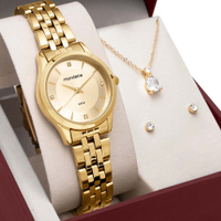 Kit Relógio Mondaine Feminino com Colar e Brincos 32607LPMKDE1K1