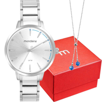 Kit Relógio Mondaine Feminino com Colar de Pedras 32499L0MKNE2K2