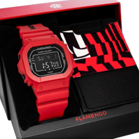 Kit Relógio Digital Technos Masculino Flamengo com Porta Cartões FLA0300J/K8R