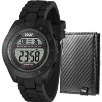 Kit Relógio Digital X-Watch Masculino com Porta Cartões XMPPD798K0BYBXPX