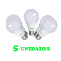 5 Lampadas Bulbo E27 12W Ed Bivolt Policarbonato Leitosa Branco