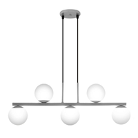 Pendente Jabuti UP na Cor Prata com Globos Brancos Fosco para 5 Lâmpadas G9 de LED