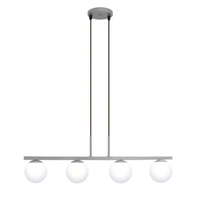 Pendente Jabuti na Cor Prata com Globos Branco Fosco para 4 Lâmpadas G9 de LED