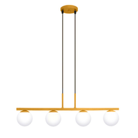 Pendente Jabuti na Cor Dourado Fosco com Globos Branco Fosco para 4 Lâmpadas G9 de LED
