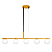 Pendente Jabuti Five Dourado Fosco com Globos Branco Fosco para 5 Lâmpadas G9 de LED