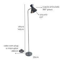 Luminária de Piso Chão Tarsila Preto