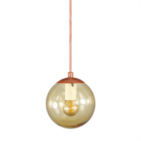 Pendente BRONZE C/ Globo de Vidro AMBAR de 14cm + LED 2W