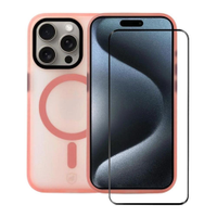 Kit Capa Magsafe Rosa e Pelicula Coverage 5D Pro Preta para iPhone 15 Pro - Gshield