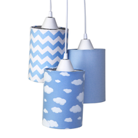 Pendente 3 Tubinhos Nuvem Chevron Azul Quarto Bebê Infantil Menino