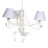 Lustre 3L Haste Madeira E Bailarinas Brancas Quarto Bebê Infantil Menina