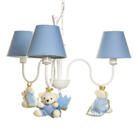 Lustre 3L Simples Com 3 Ursinhos Prí­ncipes Quarto Bebê Infantil