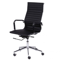 Cadeira para Escritório Alta Esteirinha Corino Base Rodizio 3301 OR Design - Preto