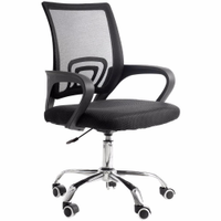 Cadeira De Escritorio Com Base Cromada Prizi Essencial - Preta - Preto