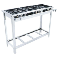 Fogão Industrial Venâncio 3 Bocas Duplas a Gás Baixa Pressão Inox com Pé EI3D3P