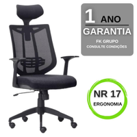 Cadeira Escritório Presidente Aika Ergonomica Encosto Em Tela - Preto