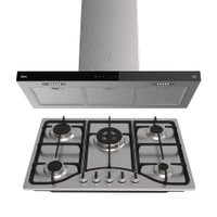 Kit Inox Cooktop A Gás 5 Bocas E Coifa De Ilha 90cm Oster 220V - 220V
