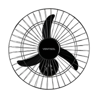 Ventilador de Parede Ventisol New 50cm Com 3 Pás e Inclinação Regulável Preto - 110V