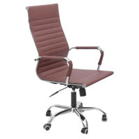 Cadeira de Escritório Esteirinha Base Cromada com Rodinha Fortt Praga Marrom - CEF02-M - Marrom