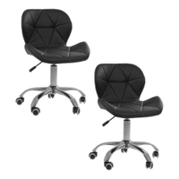 Kit 02 Cadeiras Office Eiffel Slim Ajustável Base Giratória - Preto