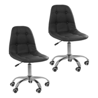 Kit 02 Cadeiras Office Eiffel Botonê Ajustável Base Giratória - Preto