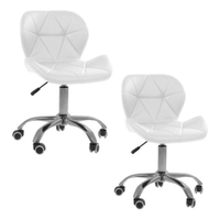 Kit 02 Cadeiras Office Eiffel Slim Ajustável Base Giratória - Branco