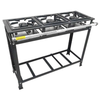 Fogão Industrial 3 Bocas Standard Alta Pressão Grelhas Aço 30x30 P5 MR Fogões