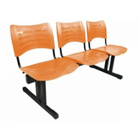 Cadeira Longarina Iso 3 Lugares Em Polipropileno Laranja - 1950L - Laranja