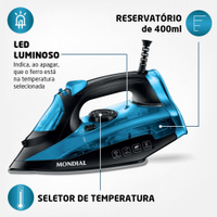 Ferro de Passar Roupa a Vapor Mondial F-53