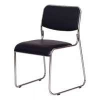 Cadeira de escritório interlocutor fixa com base cromada W-21 Preta - Preto