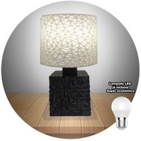 Abajur Luminária Criativa De Mesa Quarto Moderno Com Lâmpada - preto