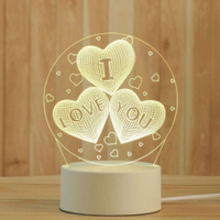 Luminária de Mesa Abajur 3D I Love You Led 4W 5V 3 Cores