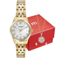 Kit Relógio Mondaine Feminino com Colar e Brincos 32796LPMKDE1K4