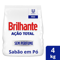 Lava Roupas em pó Brilhante sem Perfume Ação Total 4kg